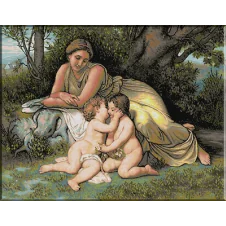 1038.Bouguereau - Tanara privind joaca copiilor