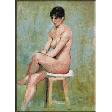 129.Andreescu- Nud pe scaun