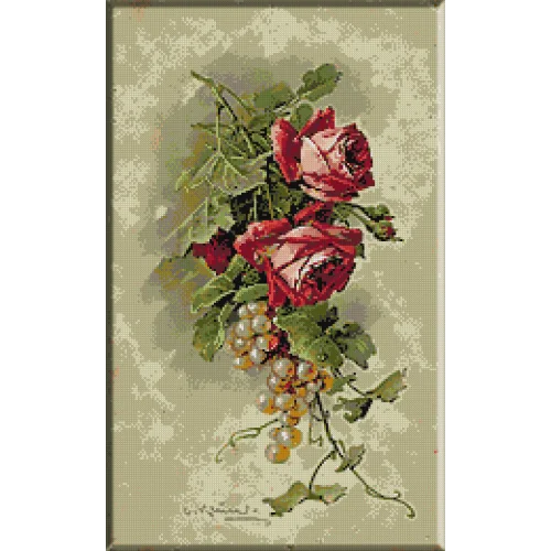 1663.Klein - Trandafiri rosii si struguri
