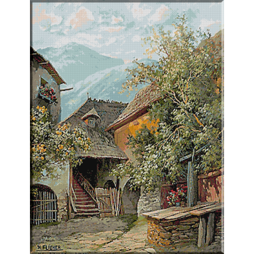 1868.Karl Flieher - Curte veche in Wachau