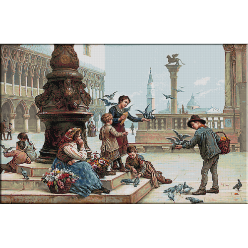 2111.Antonio Ermolao Paoletti - Copii hranind porumbei in Venetia