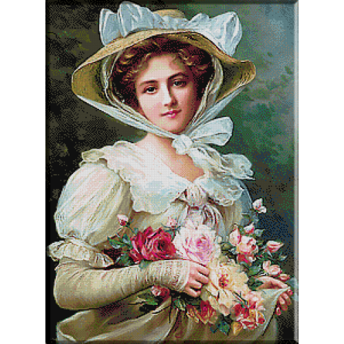 2449.Vernon-Lady with bouquet of roses