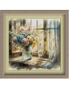 Set goblen 3376.Fereastra cu flori