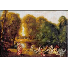 200.Watteau- Ansamblu in parc