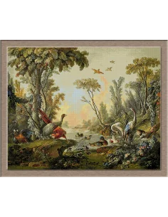 3524.Boucher.Lake with geese, storks and parrots